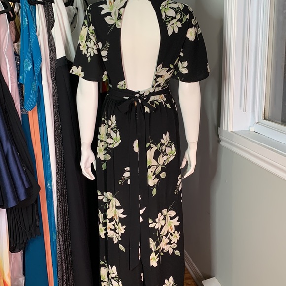 Socialite Black Floral Dress Jumpsuit Romper Maxi Medium - Picture 9 of 11